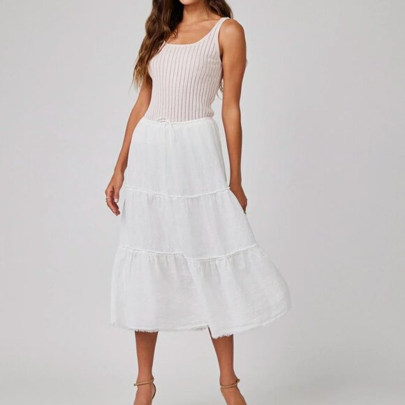 Frayed Tiered Skirt ~ White